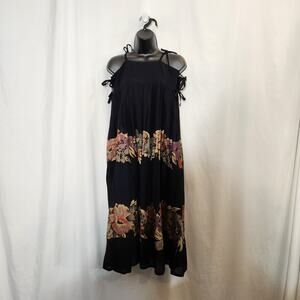 VTG Floral Semi Sheer Linen Triple Tie Sleeve Witchy Cottagecore Coquette Small